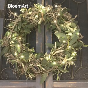 1Kerst  Groen krans met lichtjes ca 45cm