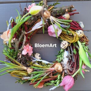 Krans ca 30 cm met kleurtakjes zijde
